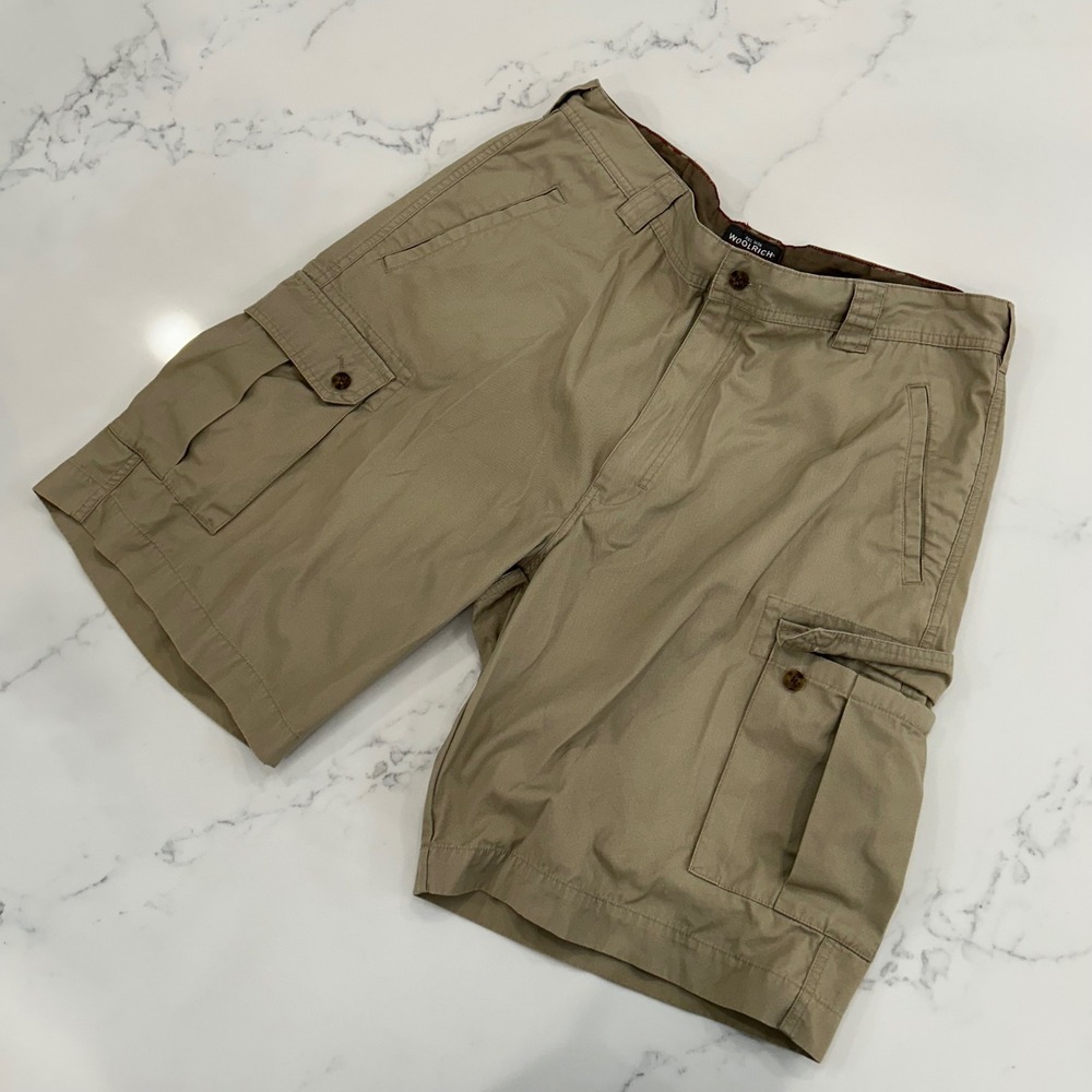 Woolrich Cargo Shorts Mens 38 Khaki Cotton Outdoor Hiking‎ Workwear Utility